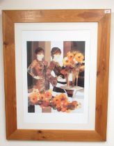 Joel Rougie - pair of late C20th Impressionist style colour prints in pine frames H79cm W49cm