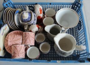 Large Portmeirion Botanical Garden bowl, Wedgwood pink ground coffee service, Booths Lowestoft