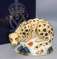Royal Crown Derby paperweight: Endanger Species -Savannah Leopard, ltd. ed. 150/1000, issued for