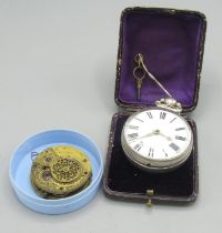Thomas Maston London - early Victorian silver pair case verge pocket watch lacking outer case, white