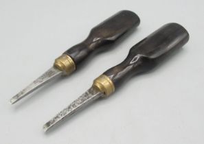 W. Evans, Pall Mall - pair of shotgun turn screws with horn grips, blades stamped L14.5cm