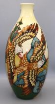 Moorcroft Pottery: tall vase decorated with red kites, designed by Philip Gibson, dated 2007, H32cm