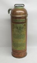 'The Garth' brass and copper fire extinguisher body, H57cm
