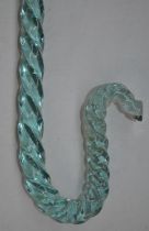 Spiral pattern light blue glass cane, length 137cm