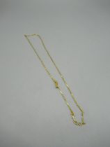 Yellow metal fancy link necklace, no hallmarks, L65cm, 17.8g