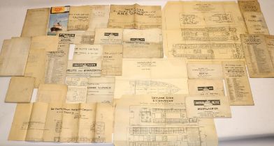 Collection of ship deck/cabin plans for cargo and passenger ships c1920s/1930s, incl. Cunard Line,