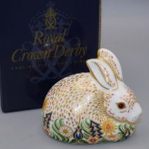Royal Crown Derby paperweight: Rowsley Rabbit, ltd. ed. 58/500, issued for Sinclairs, gold