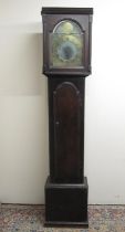 Josh. Wood Scarborough - C18th and later pine long case clock, signed 15in arched brass Roman dial