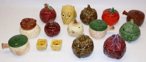 Sylvac Pottery: various novelty food storage jars and condiment pots incl. pickled cabbage, bread