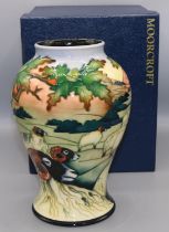 Moorcroft Pottery: Swaledale pattern vase, designed by Philip Gibson, dated 2007, H24cm, with box