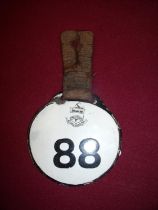 Enamel Darlington drivers badge with leather fob No 88