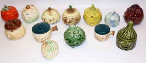 Various Sylvac novelty food storage jars and condiment pots incl. pickled cabbage, horseradish,