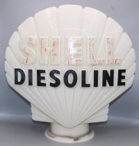 Shell Diesoline glass petrol pump globe, H44cm