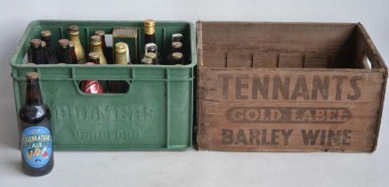 Plastic Bulmers beer crate filled with unopened bottled beers and soft drinks (Budweiser 2006