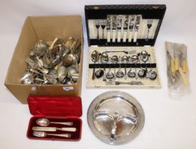 Quantity of silver plate and other cutlery etc. incl. some cutlery with silver bands