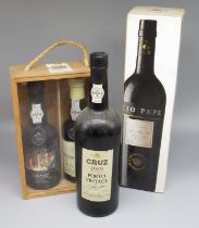 Cruz 1989 Porto Vintage 19.5%vol 75cl, Tio Pepe Jerez Xeres Sherry 15%vol 1L & a Delaforce box set