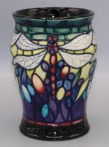 Moorcroft Pottery: Favrile pattern vase, decorated with dragonflies, designed by Nicola Slaney,
