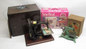 Willcox & Gibbs vintage sewing machine, boxed TOMY Sew Real sewing machine and a early C20th