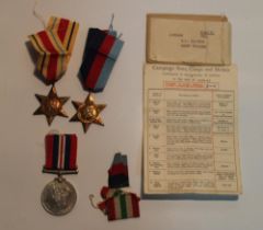 WWII Medals to 4390286 Pte G.A. Clayton of the Green Howards, complete with certificate of medals