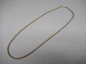 Yellow metal belcher chain necklace with applied stamp 9c, L48cm, 6.2g