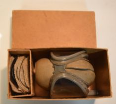 A pair of boxed German World War 2 era flying goggles by O.W.Wagener & Co with spare clear and