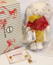 Steiff/Danbury Mint: Rupert the Bear, 690877, Centenary Edition, H29cm, with pin badge, box and