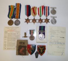 Set of WWII Medals to 557170 Trooper E. Smith, 1939-45 Star, Italy Star, France and Germany Star,