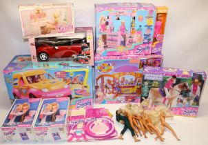 Collection of 1990s Sindy playsets, incl. 'Popstars on Tour 4x4', 'Party Nails Beauty Centre', 'Mega