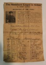 Collection of items relating to Cpl J. Butcher, The Abstainers League, London Railway Station Master