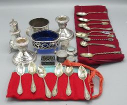 Victorian hallmarked Sterling silver blue glass lined salt, by Hawksworth, Eyre & Co Ltd.,