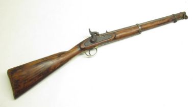 1859 Tower Victorian saddle carbine percussion rifle, with captive ramrod, brass trigger guard and