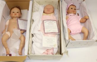 Three Ashton-Drake Galleries vinyl baby dolls: 'Little Grace', 'Little Peanut', and 'Welcome Home