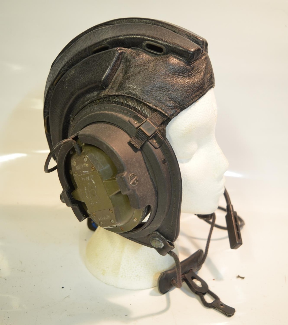 Post war German Bundeswehr tankers helmet with Telemit headphones and microphone - Image 2 of 4