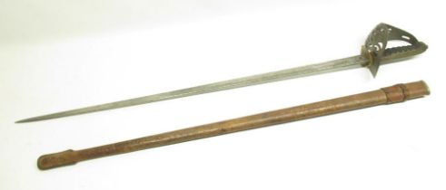 1897 patent Officers dress sword, no makers mark visible, with etched blade, leather and wire banded