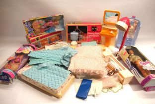 Sindy furniture and five modern boxed Sindy dolls