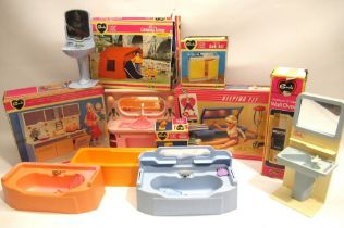 Sindy Keeping fit gym set and other vintage Sindy furniture and gift sets including camping scene