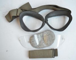 A pair of boxed German World War 2 flying goggles by O.W.Wagener & Co, box dated 10/10/42 with spare