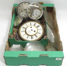 C19th Vienna clock dial, mantel clock scroll gongs, main springs, convex and other clock glasses