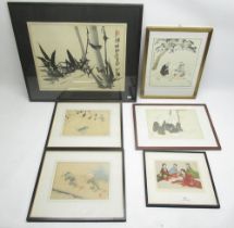 Collection of Japanese prints, incl figural studies etc. 47cm x 36cm max (6)