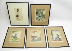 After Ettore Tito (1859-1941); Set of four Art Deco colour prints, 22cm x 16.5cm, after Patricia