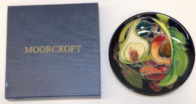 Moorcroft Pottery: 'Queen's Choice' pin dish, designed by Emma Bossons, D12cm, with box