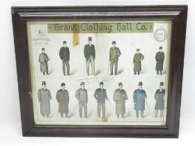 WITHDRAWN - Late Victorian Grand Clothing Hall Co. framed advertising picture, W62cm x H51.6cm, a/f