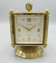 Bucherer Imhof, mid C20th lacquered brass 8 day desk timepiece and weather station, the four sided