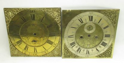 Tobias Fletcher Barnsley, C19th 12" brass 30 hour longcase clock dial and John Thompson Doncaster