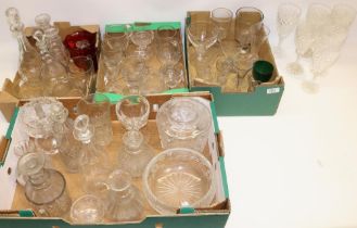 Collection of late C18th and later glassware, incl. rummers, port glasses, dwarf ale, folded foot,