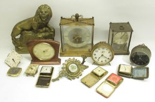 Ingersoll Puritan Radiolite alarm clock, Smith Electric mahogany mantle timepiece, Junghans ATO