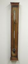 Philip Harris & Co., Ltd., Birmingham - mid C20th brass stick barometer in glazed oak case, no.