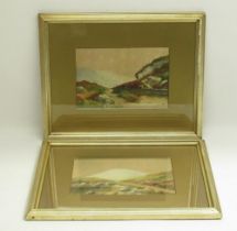 Pair of framed watercolour's of highland river scenes signed 'J.Muir', 44.7cm x 35.7cm