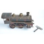 Vintage KBN (Karl Bub Nuremberg) O gauge clockwork 0-4-0 train model, with key (possibly not