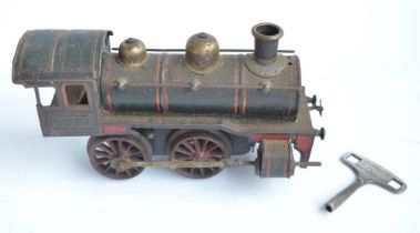 Vintage KBN (Karl Bub Nuremberg) O gauge clockwork 0-4-0 train model, with key (possibly not